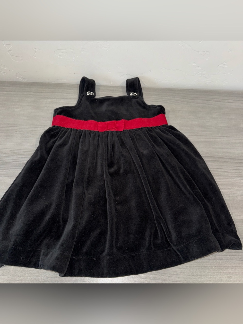 2009 Gymboree Holiday Panda Black Velvet Dress 4T Bow Jumper Button Christmas